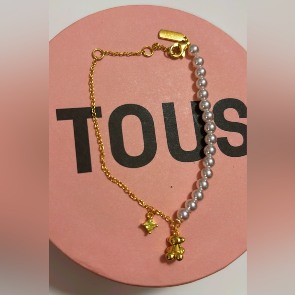 Tous Gold Chain with Silver Pearls Bracelet